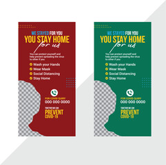 Covin-19 awareness stay home banner ad
