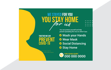 Covin-19 awareness stay home banner ad