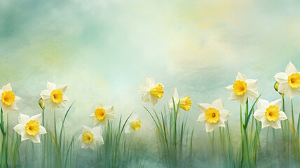Beautiful Spring Daffodils Border
