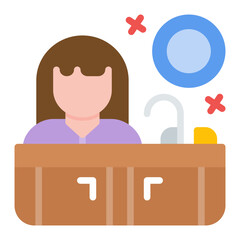 Woman Washing Dishes Icon
