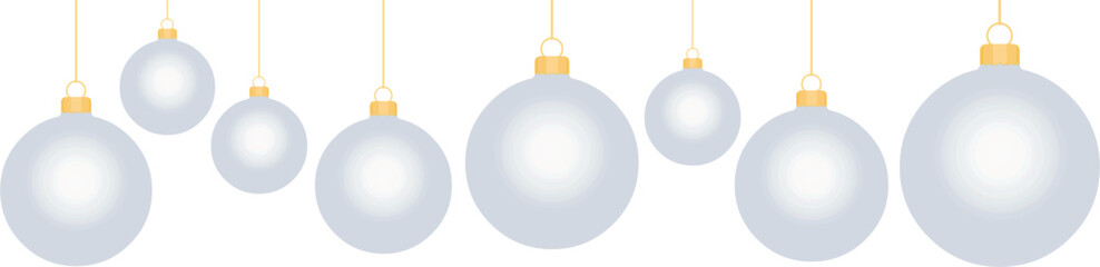 Bannière boules de Noël blanches avec suspensions en or	 - obrazy, fototapety, plakaty