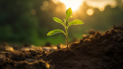 Fantastic Young Plant Growing In Sunlight