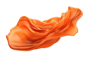 Flying orange silk fabric. cut out on transparent 
