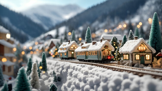Fantasy winter wonderland, full of tiny details, bokeh, Christmas	