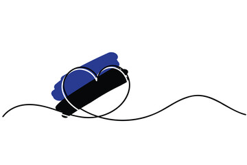 Obraz premium Line art of heart symbol with Estonia flag. Vector art. Minimalist art design. Isolated graphics. Nationalism. Estonians