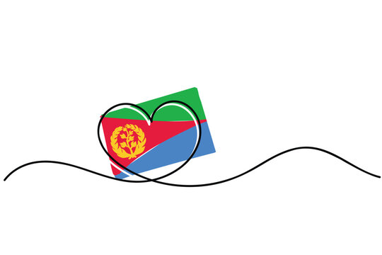 Line art of heart symbol with eritrea flag. Vector art. Minimalist art design. Isolated graphics. Nationalism.