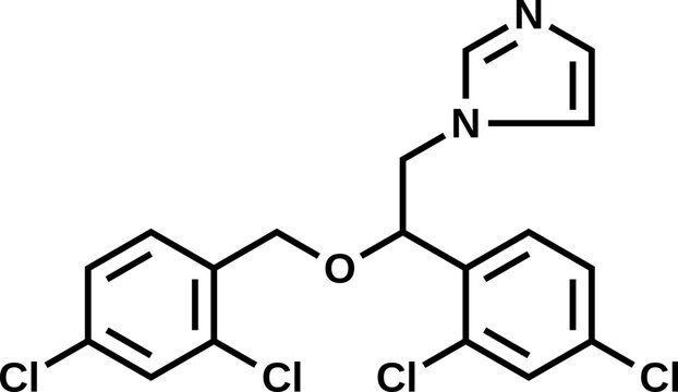 Miconazole structural formula, vector illustration