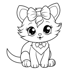 A Kitten As A Christmas Ornament With Bows Christmas, Coloring Pages Png