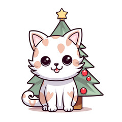 Fototapeta premium A Kitten As A Christmas Tree With Ornaments Christmas