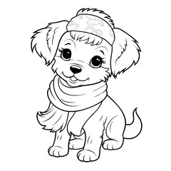 A Pup In A Festive Holiday Scarf Scarf Festive, Coloring Pages Png
