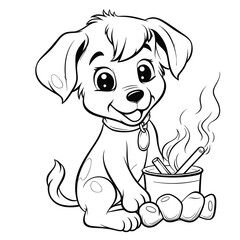Fototapeta premium A Pup Roasting Marshmallows By The Fire Marshmall, Coloring Pages Png