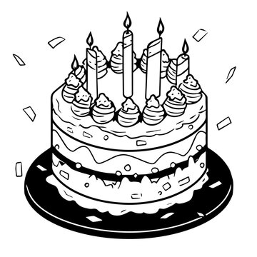 Happy Birthday Cake Coloring Page Kids, Coloring Pages Png