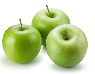 green apples isolated on white background, cut out