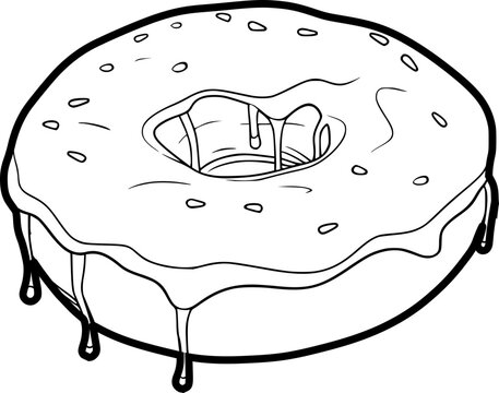 recommend clip art: outline illustration of Donut for coloring page