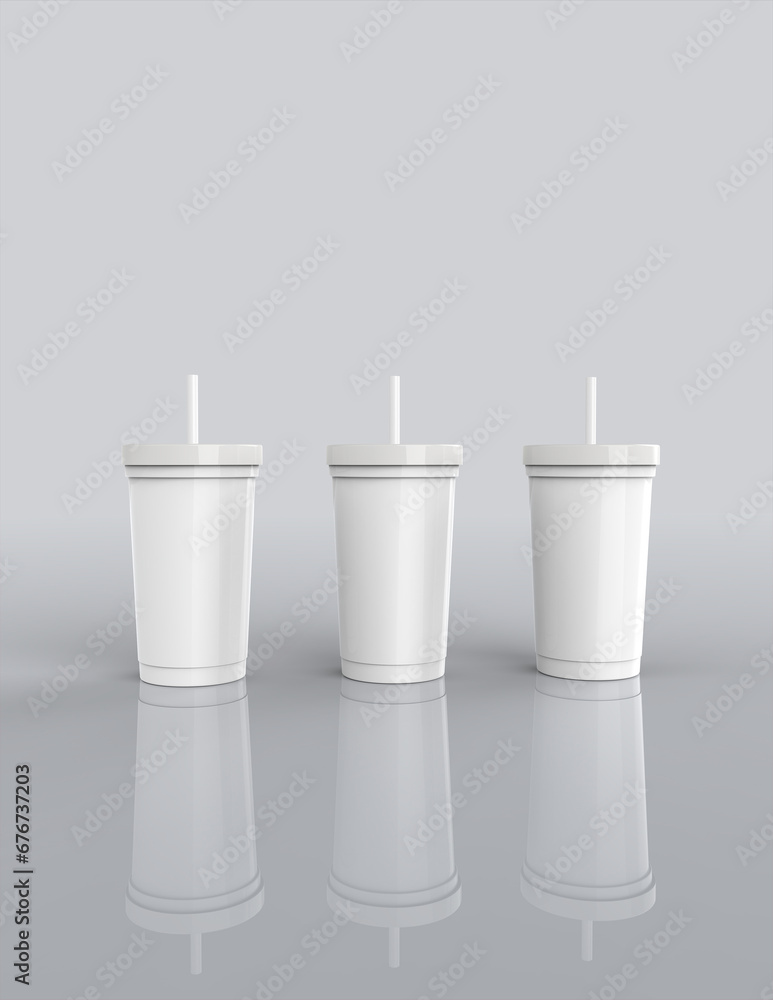 Poster a 3d rendering of a sleek and stylish tumbler with a simple yet tasteful and harmonious background d