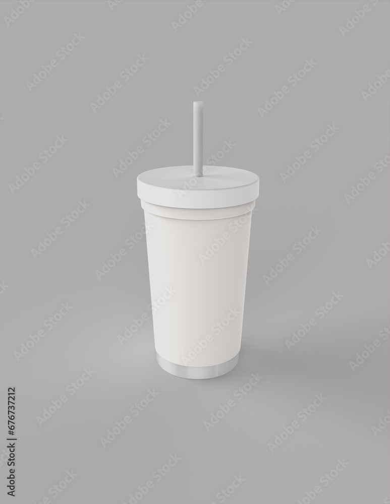 Poster a 3d rendering of a sleek and stylish tumbler with a simple yet tasteful and harmonious background d