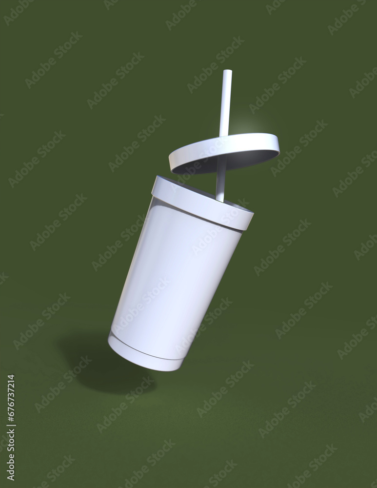Poster a 3d rendering of a sleek and stylish tumbler with a simple yet tasteful and harmonious background d