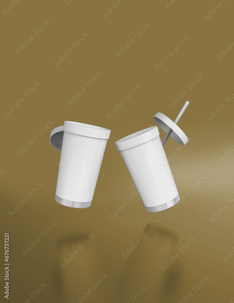 Poster a 3d rendering of a sleek and stylish tumbler with a simple yet tasteful and harmonious background d