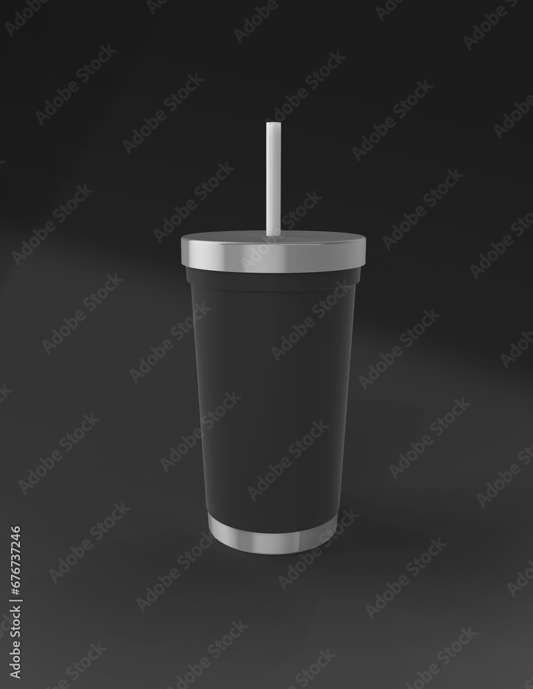 Poster a 3d rendering of a sleek and stylish tumbler with a simple yet tasteful and harmonious background d