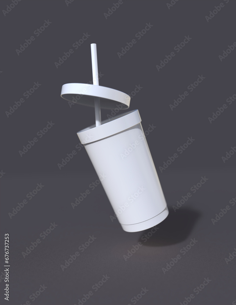 Poster a 3d rendering of a sleek and stylish tumbler with a simple yet tasteful and harmonious background d