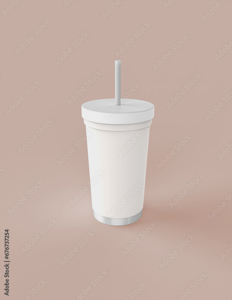 Poster a 3d rendering of a sleek and stylish tumbler with a simple yet tasteful and harmonious background d