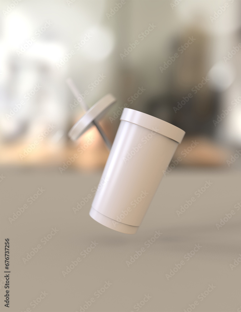 Poster a 3d rendering of a sleek and stylish tumbler with a simple yet tasteful and harmonious background d