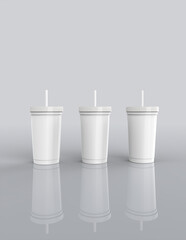 A 3D rendering of a sleek and stylish tumbler with a simple yet tasteful and harmonious background designed for an appealing product mock-up.