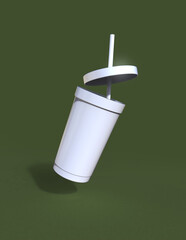 A 3D rendering of a sleek and stylish tumbler with a simple yet tasteful and harmonious background designed for an appealing product mock-up.