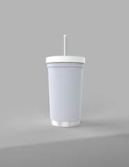 A 3D rendering of a sleek and stylish tumbler with a simple yet tasteful and harmonious background designed for an appealing product mock-up.