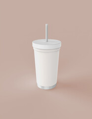 A 3D rendering of a sleek and stylish tumbler with a simple yet tasteful and harmonious background designed for an appealing product mock-up.