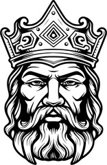 Under the Sea Mystery King Vintage Outline Icon In Hand-drawn Style