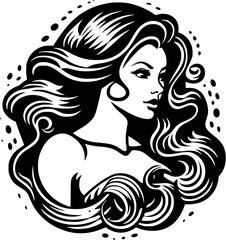 Under the Sea Mystery Mermaid Vintage Outline Icon In Hand-drawn Style