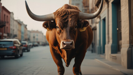 bull in the street , , nature wildlife photography