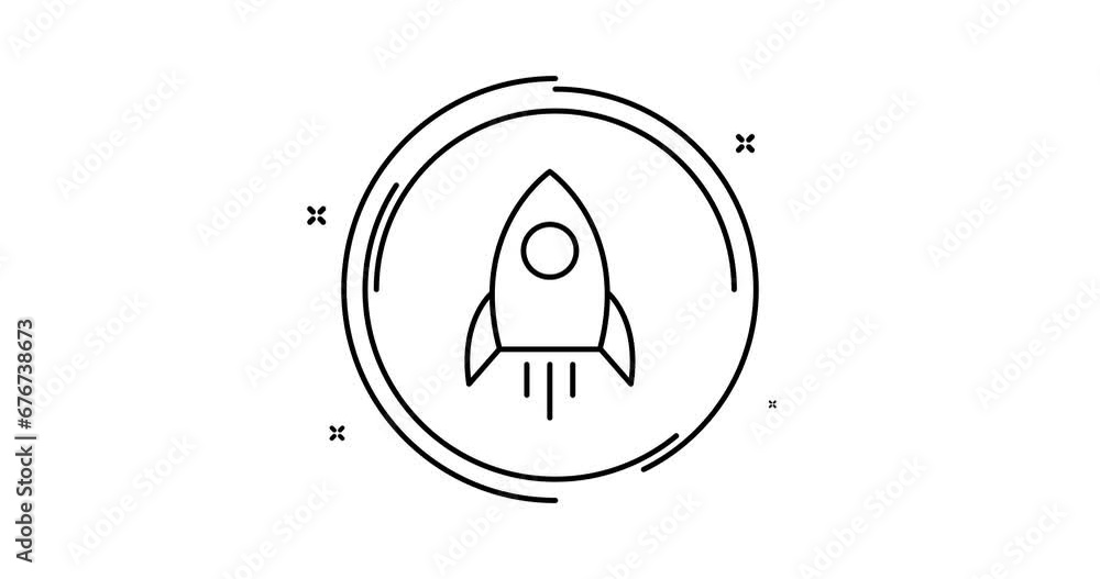 Aufkleber space rocket animated outline icon. space rocket rotation appearance 4k video animation for web, mob