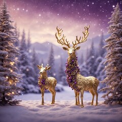 Golden Reindeer in a Winter Wonderland, Generative AI