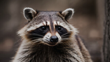 Naklejka na ściany i meble portrait of a raccoon, nature wildlife photography