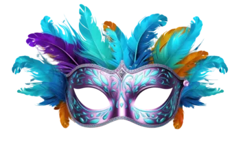 Foto auf Acrylglas carnival or party mask with feathers on transparent background © Renata Hamuda