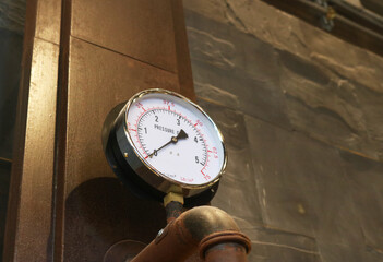 Pressure gauge meter in factory plant.