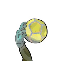 goalkeeper's hand with ball, sport clipart, football