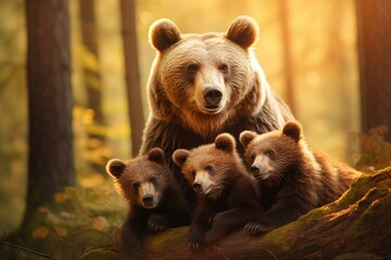Obraz premium A bear with three bears
