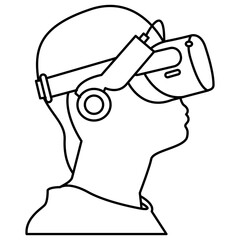 Man wearing virtual reality glasses