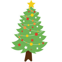 Christmas tree, Xmas tree flat vector illustration