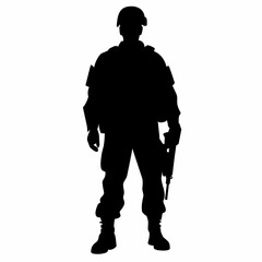 Soldier black icon on white background. Soldier silhouette