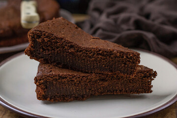 Sweet molten chocolate cake fondant for dessert - 676747675
