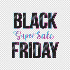 3D Black Friday Black White and Neon Black Friday Text Isolated on Transparent Background Shining Alphabet Black Friday Creative Text Element November 2023 Super Sale Vector Design Background Big Sale