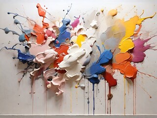 The art of painting and dripping colorful paints is beautiful and artistic.