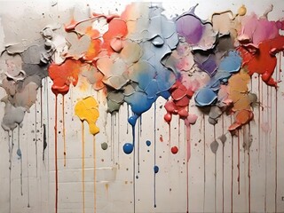 The art of painting and dripping colorful paints is beautiful and artistic.