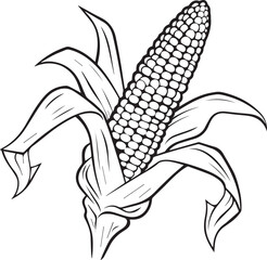 Corn LIne art coloring page design.
