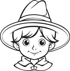 Cute Happy Girl Lineart Coloring Page Design
