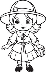 Line Art Cute Girl Coloring Page Design